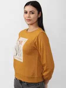 Van Heusen Woman Women Orange Printed Sweatshirt