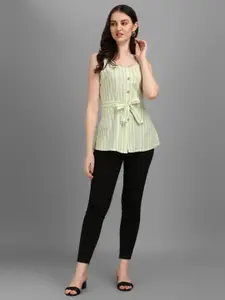 GUFRINA Green Vertical Striped Top