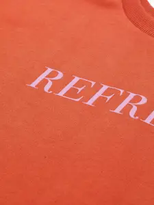 FOREVER 21 Women Orange Printed Sweatshirt