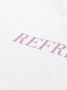 FOREVER 21 Women White Brand Logo Print Crop Sweatshirt