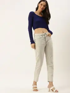 FOREVER 21 Women Navy Blue Crop Pullover