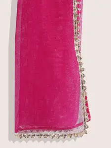 Sangria Girls Pink & Gold Ethnic Motifs Print Ready to Wear Pure Cotton Lehenga Choli