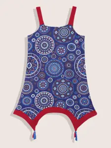 Sangria Girls Ethnic Motifs Print Pure Cotton Asymmetric Longline A-Line Top