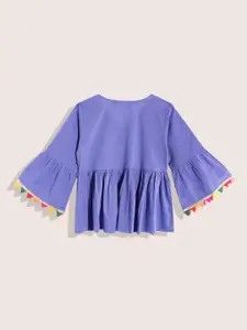 Sangria Girls Purple Solid Pure Cotton Empire Tops