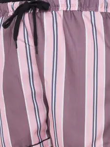 FashionRack Women Pack Of 2 Brown & Pink Printed Lounge Shorts