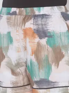 FashionRack Set of 2 Women Beige & Blue  Printed Lounge Shorts