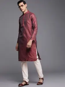 Manyavar Men Maroon Solid Kurta with Churidar