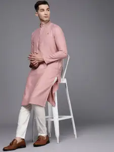 Manyavar Men Pink Solid Kurta with Pyjamas