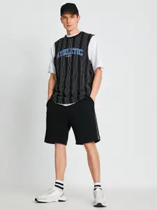 Koton Men Black Slim Fit Striped Shorts