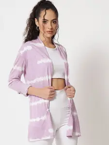 Trend Arrest Women Lavender & White Printed Shrug