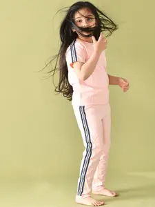 Anthrilo Girls Cotton Terry Heart T-shirt With Jogger Set