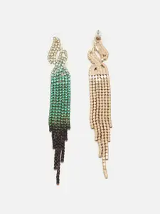 SOHI Green Contemporary Drop Earrings