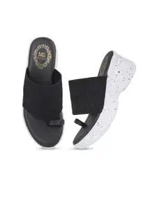 Madam glorious Women Black Wedge Sandals