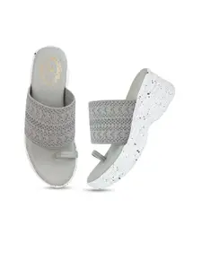 Madam glorious Women Grey Wedge Sandals