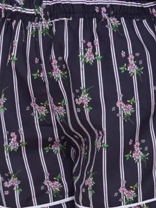 FashionRack Women Beige & Black 2 Printed Lounge Shorts