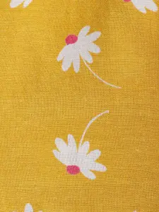 People Mustard Yellow Floral Print Cinched Waist Top