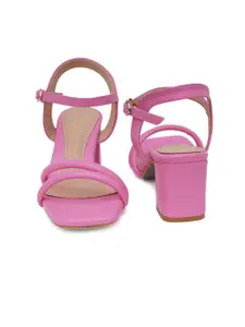 SHUZ TOUCH Women Pink Embellished Block Heels