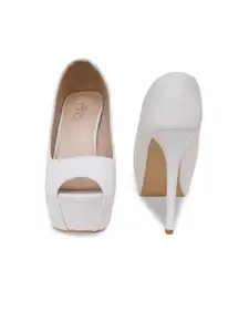 SHUZ TOUCH White High-Top Stiletto Pumps