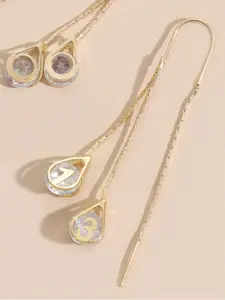 Yellow Chimes Gold Plated Crystal Tear Shape Dangler Earrings