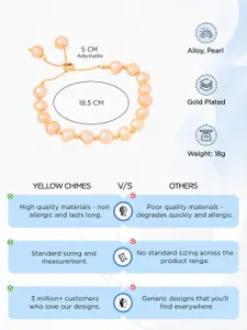 Yellow Chimes Women Gold Toned Pearl Beaded Adjustable Bracelet