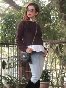 Roadster Women Purple Solid Sweatshirt