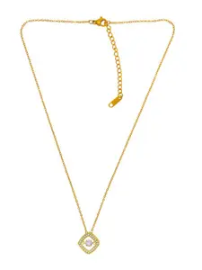 Saizen Women Gold-toned AD locket necklace with Pendant
