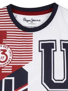 Pepe Jeans Boys Navy Blue & White Printed T-shirt