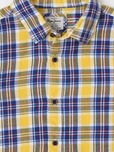 Pepe Jeans Boys Yellow Checked Casual Shirt
