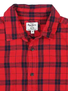 Pepe Jeans Boys Red Checked Casual Shirt