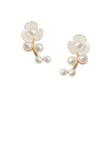 Unwind by Yellow Chimes Women Gold-Plated & White Pearl Studded Studs Earrings