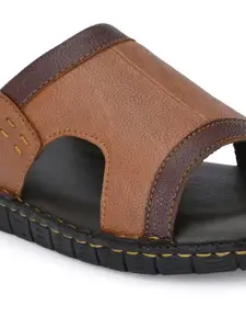 El Paso Men Tan & Black Comfort Sandals