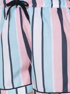 FashionRack Women Pack Of 2 Blue & Pink Printed Lounge Shorts