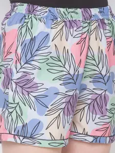 FashionRack Women Pack Of 2 Blue & Pink Printed Lounge Shorts