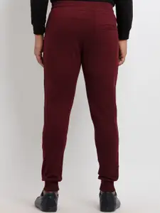 Status Quo Men Maroon Red Solid Cotton Joggers