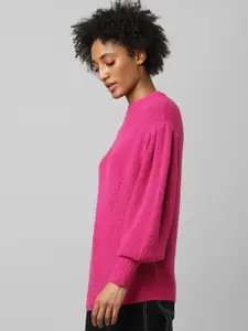 ONLY Women Pink Cable Knit Pullover