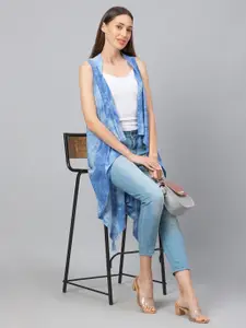 Globus Women Blue Printed Tasselled Longline Shrug