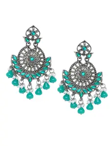 OOMPH Green Floral Chandbalis Earrings