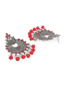 OOMPH Red Floral Chandbalis Earrings