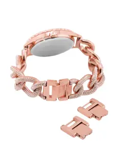 Michael Kors Women Rose Gold-Toned Embellished Analogue Watch MK4654