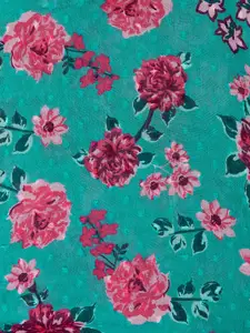 People Green Floral Print Cinched Waist Top