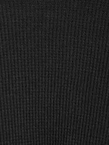 People Women Black Short Sleeve Round Neck Waist Twisted Crop Top