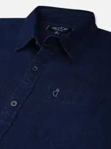 Gini and Jony Boys Navy Blue Solid Full Sleeves Casual Shirt