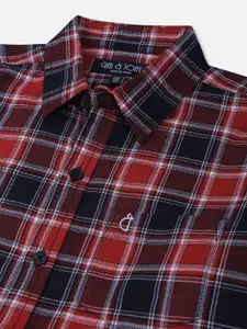 Gini and Jony Boys Red Tartan Checks Checked Casual Shirt