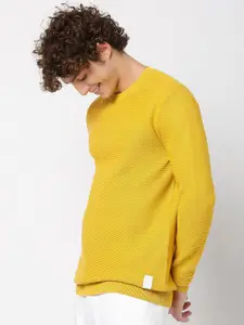 Mufti Men Mustard Yellow Pure cotton Pullover