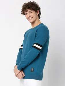 Mufti Men Blue Solid Pullover