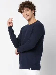 Mufti Men Navy Blue Pullover