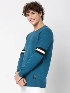 Mufti Men Blue Solid Pullover