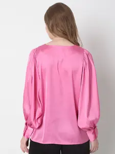 Vero Moda Women Pink Polyester Round Neck Top