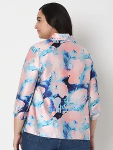 Vero Moda Pink & Blue Dyed Tie-Up Neck Top