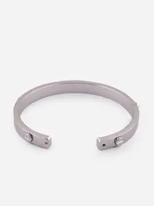 The Bro Code Men Silver-Toned Oxidised Silver-Plated Cuff Bracelet